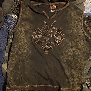 tight fitted vintage harley-davidson sleeveless top